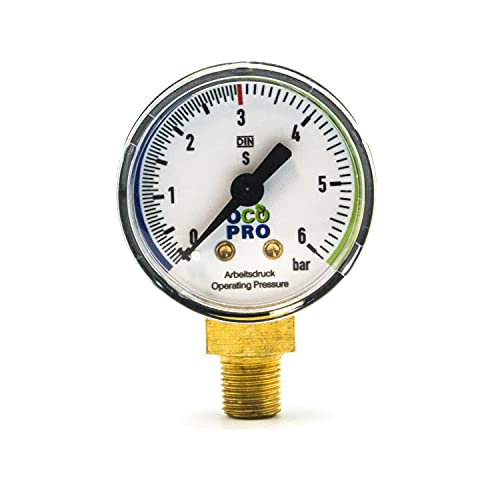 OCOPRO CO2 Arbeitsdruck Manometer für Druckminderer Ersatzmanometer 0-6 bar 1/8" Gauge von OCOPRO