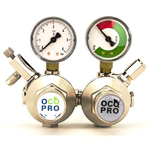 OCOPRO CO2-Druckminderer Doppelkammer mit Nadelventil/Drossel und Rückschlagventil von OCOPRO