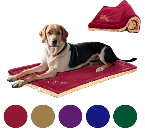 OCSOSO Hundematte, Comfy Hundebett Grosse Hunde - Waschbar Plüsch Stilvolles Haustiermatte Sofa Hundedecke Wende Bettbettmatt(110x70cm) rot von OCSOSO