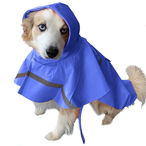 OCSOSO Hundemantel Regendicht Hundejacke mit Kapuze für Kleine und Mittelgroße Hunde, Verstellbarer Regen Mantel Hund Regenjacke Hunderegenmantel Regenmantel für Hundewelpen/Katzen/Kätzchen(Blau S/M) von OCSOSO