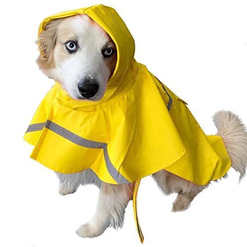 OCSOSO Regenmantel Hund, Hunderegenmantel für Kleine und Mittelgroße Hunde, Regenjacken Hund Wasserdicht, Hunde Regenjacke Atmungsaktiv und Komfortabel Hundemantel fã¼r Regenwetter Kleidung (Gelb S/M) von OCSOSO