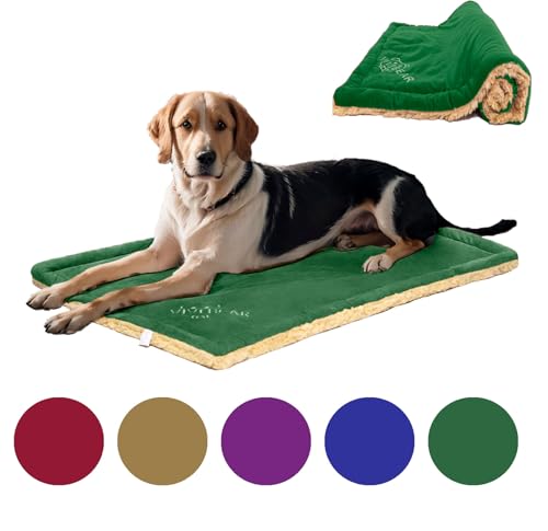 OCSOSO Hundematte Hundebett für Hundekäfige, waschbar, weiches Plüsch, wendbar, für drinnen und draußen, 110 x 70 cm, Grün von OCSOSO