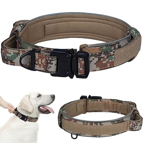 OCSOSO Hundehalsband geeignet für Training und Jäger, wasserdicht und langlebig Taktische Hunde Halsband, verstellbare Größe breite Halsband Hund Ideal für kleine mittlere Gross Hunde (XL Braun) von OCSOSO