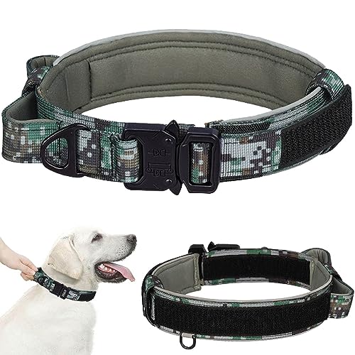 OCSOSO Hundehalsband geeignet für Training und Jäger, wasserdicht und langlebig Taktische Hunde Halsband, verstellbare Größe breite Halsband Hund Ideal für kleine mittlere gross Hunde (L Grün) von OCSOSO