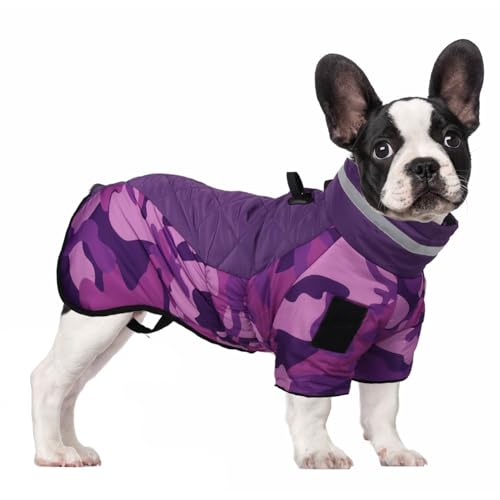 OCSOSO Hundemantel Winter, Hundejacke Hundepullover für Mittlere Große Hunde - Wasserdicht Winterjacke Tarn Hund Thermomantel, Wintermantel Jacke Hunde Mantel mit Beinen (Lila, 2XL) von OCSOSO