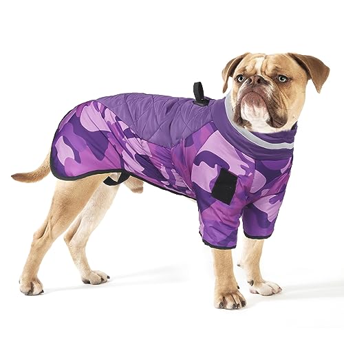 OCSOSO Hundemantel Winter, Hundejacke Hundepullover für Kleine Mittlere Große Hunde - Wasserdicht Winterjacke Tarn Hund Thermomantel, Wintermantel Jacke Hunde Mantel mit Beinen (Lila, XL) von OCSOSO