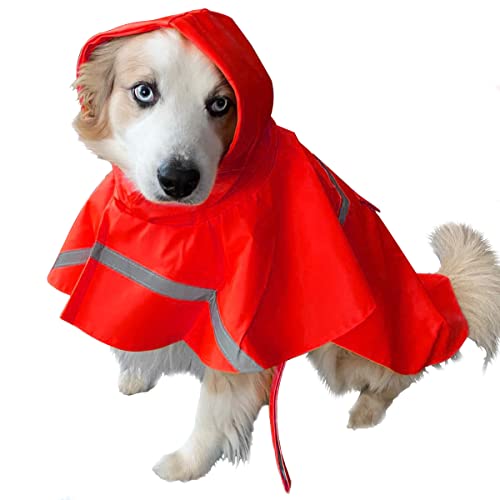 OCSOSO Regenmantel Hund, Hunderegenmantel Regencape für Kleine Hunde, Regenjacken Hund Wasserdicht, Hunde Regenjacke Atmungsaktiv und Komfortabel Hundemantel für Regenwetter Kleidung (Rot XS) von OCSOSO