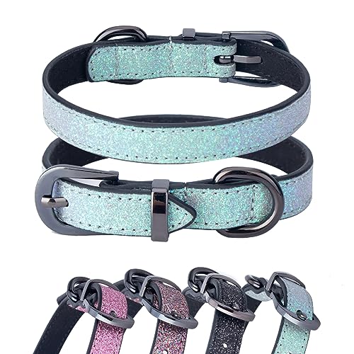 Bling Hundehalsband, glitzernd, weiches Wildleder, Hundehalsband für kleine Hündinnen, niedliches Hunde-/Katzenhalsband, XS, S (Grün) von OCTBERSIEG