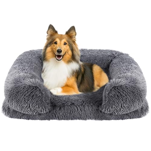 OCYEMY Hundebett Extra Groß XXL: Beruhigendes Hundebett, waschbares Hundebett mit abnehmbarem Plüschbezug, Memory-Schaum, rutschfeste Unterseite, flauschiges Hundebett, gemütliches Hundesofa für von OCYEMY