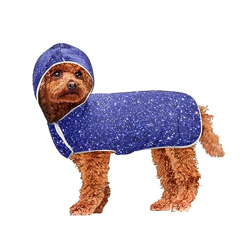 Dunkelblaues Glitzer-Hundehandtuch Robe zum Trocknen von Hunden, schnell trocknendes Handtuch für Hunde und Katzen, tragbares Hundehandtuch von ODAWA