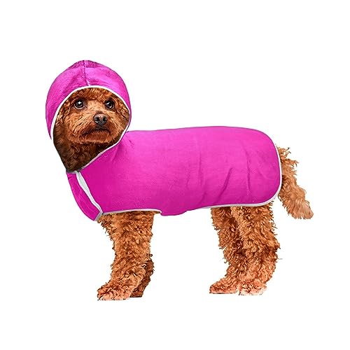 Fuchsia Haustier Handtuch Hund Bademantel Super Saugfähig Maschinenwaschbar Kapuze Hundehandtücher zum Trocknen von Hunden und Katzen von ODAWA