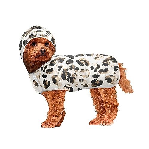 Leopard Skin Tie Dye Hundehandtuch Wraps zum Trocknen von Hunden Schnell Trocknendes Handtuch für Hunde und Katzen Tragbares Kapuzenbad Haustier Handtuch von ODAWA