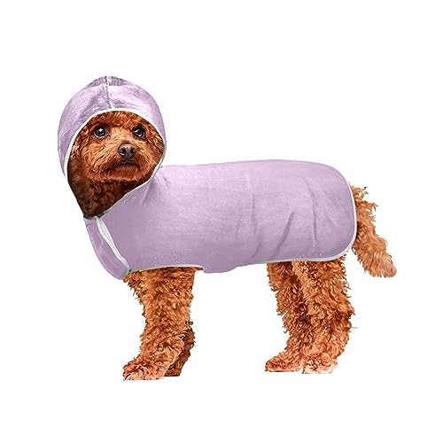 Lilac Pet Bademantel Leichter Schnell Trocknender Bademantel für Hunde Maschinenwaschbare Kapuzenhandtücher zum Trocknen von Hunden und Katzen von ODAWA