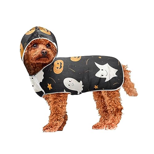 Pumkin Halloween Haustier Handtuch Hund Bademantel Super Saugfähig Maschinenwaschbar Kapuzen Hundehandtücher zum Trocknen von Hunden und Katzen von ODAWA