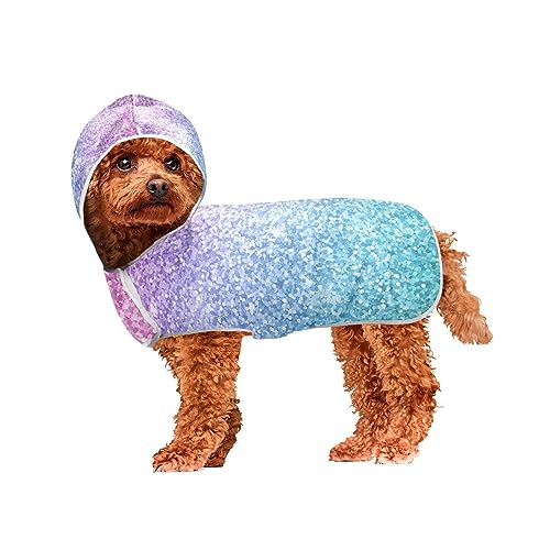 Purple Teal Aqua Glitter Pet Towels Dog Bathrobe Towel Machine Washable Hooded Dog Towels for Drying Dogs and Cats von ODAWA