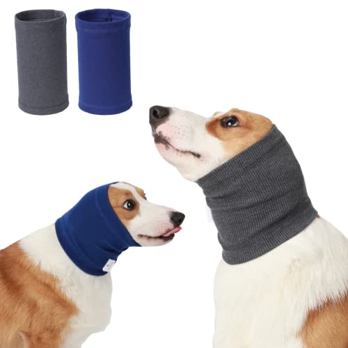 Hunde-Wintermützen, Ohren- und Nackenwärmer, Hunde-Schal, Stirnband für Hunde, Lärmschutz, Grau/Blau, Größe L von ODSSDAPU