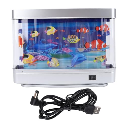 Fake Fish Tank Lamp Fake Fish Tank Mini Aquarium,Artificial Tropical Fish Decorative for Kids Baby Virtual Ocean in Motion Night Light Decoration von OFFAXE