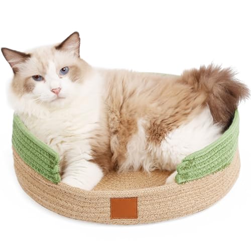 Haustier Katzenbett , Haustierbett Katzenbettchen Katzenkörbchen Katzennest Katzenkorb Grau Rund 30cm Klein Waschbar Baumwolle Warm Winter Hundebett Tierbett Katze Bett Cat Bed Lus (Green Brown) von OFFAXE