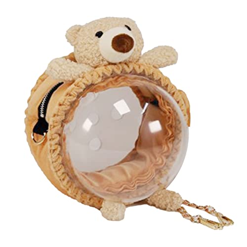 OFFAXE Kleintier-Tragetasche, Kaninchen-Hamster-Tragetasche, transparent, atmungsaktiv, bequem und tragbar, Haustier-Tragetasche, Kaninchen-Rucksack (S One Shoulder Little Bear Space Cover) von OFFAXE