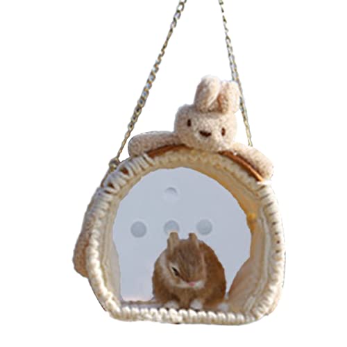 Kleintier-Tragetasche, Kaninchen-Hamster-Tragetasche, transparent, atmungsaktiv, bequem und tragbar, Haustier-Tragetasche, Kaninchen-Rucksack (S One Shoulder Rabbit Halbkreis) von OFFAXE