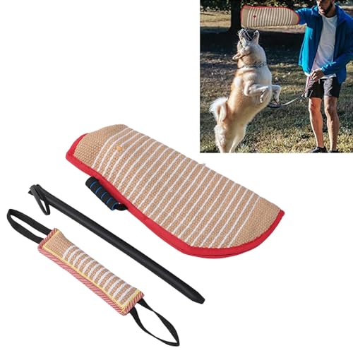 3Pcs Hund Biss Training Set ,Hundespielzeug Interaktive Schutzhund Biss Hülse Agitation Stick Biss Kissen Tug Spielzeug , für Malinois Deutscher Schäferhund Mastiff von OFFAXE