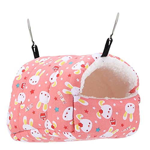 OFFAXE Kleintier Hängematte, weich und bequem Vogelnest Haus Winter, 8x8cm Hamster hängend Winter warm Baumwolle Bett Plüsch Hamster, für Chinchilla Hamster Glider Kätzchen (Pink) von OFFAXE