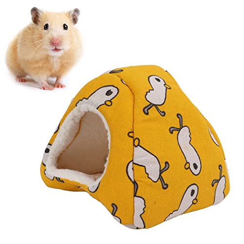 Vogelnest Haus Winter, 16x16x16cm Gelb Ente Winterliches warmes Hamsterbett Winddichtes gemütliches Kleintierhöhlenbett ,Warmer mit weicher Matte, für Chinchilla Meerschweinchen (Large Size Duck) von OFFAXE