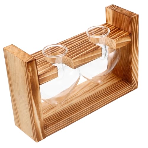 OFFSCH 1 Set Transparente Vase Mit Holzrahmen Pflanzendekor Innentöpfe Für Pflanzen Heimdekoration Vase Töpfe Wasserpflanzer Hydrokultur Terrarium Tischvase Dekor Aus Glas von OFFSCH