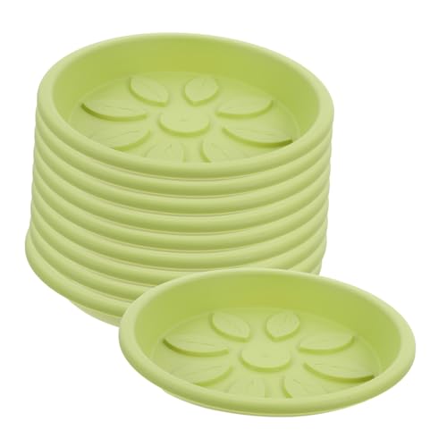 OFFSCH 10St Blumentopf Tablett Spiel Topfpflanzen Teenager Korb Pflanztöpfe Tray Pflanzenuntersetzer rund Wasserschalen für Zimmerpflanzen Topfplatten für Pflanzen Plastik Light Green von OFFSCH