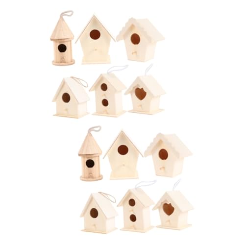 OFFSCH 12 STK Kinder malten Handwerk Vogelhaus Dekoration Holzvogelkäfig DIY Vogelkäfig Dekorationen für Vogelhäuser Mini-Spielzeug Unfertiger Vogelkäfig selber Machen DIY Malnest Hölzern von OFFSCH