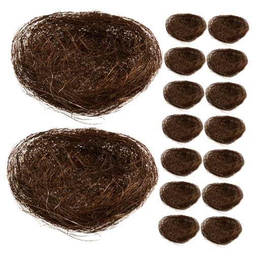 OFFSCH 16 Stück Simuliertes Vogelnest Vogelhäuser Künstliches Vogelnest Vogelnester Zum Basteln DIY Vogelhaus Set Simulation Rattan Mini Nest Finkennest Vögel Dekoratives von OFFSCH