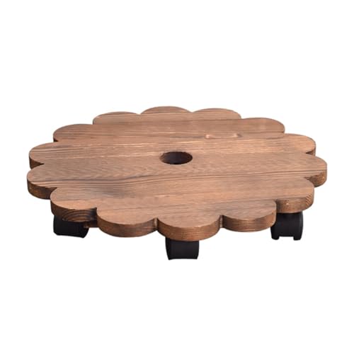 OFFSCH 1Stk Blumentopf Tablett Bausätze groß Rad Pflanzenständer mit Loch Wagen für blumentopf untersetzer blumenkübel untersetzer Pflanzenroller Pflanzenrollständer Anlage hölzern Brown von OFFSCH