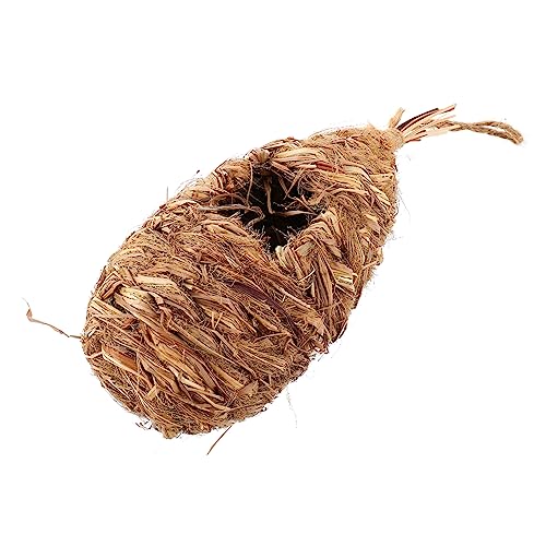 OFFSCH 1stk Gewebtes Vogelnest Vogelkäfig-Ornament Vogelhäuser Für Simulationsvogel Dekorative Vogelhütte Vogelschlafsack Weben Vogelschutz Gras Gewebtes Vogelhaus Brown Hibiskus von OFFSCH