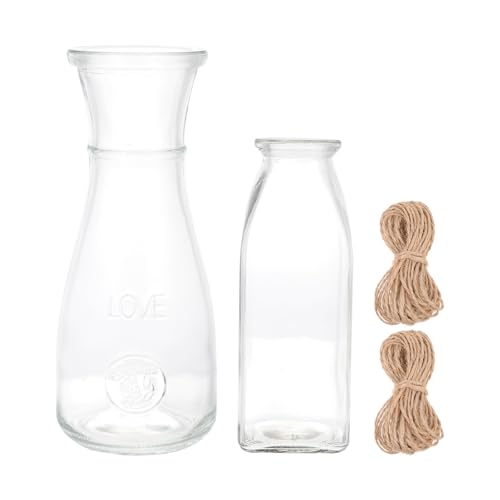 OFFSCH 2 Sätze Vase Indoor Plants zimmerpflanzen dekoringe Mini- Hängebehälter für Pflanzen Links Hängendes Glas-Pflanzterrarium Hängendes Terrarium aus Glas Hanfseil Transparent von OFFSCH