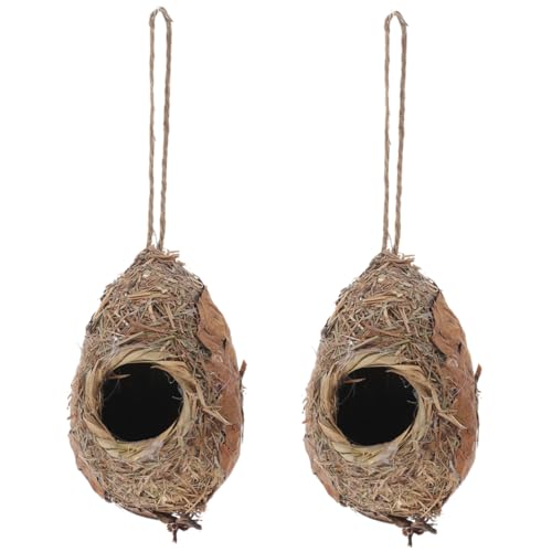 OFFSCH 2Pcs Vogel Nest Simulation Getrocknete Gras Woven Vogel Hause Im Freien Hängen Vogel von OFFSCH