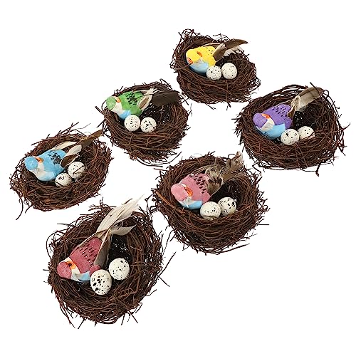 OFFSCH 6 stücke Vögel Nest Nistkasten Replik Vogel Nest Decor Vogel Ei Outdoor Garten Decor Rattan Handwerk von OFFSCH