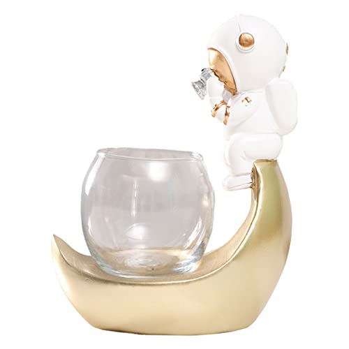 OFFSCH Astronauten-Aquarium Astronaut Terrarienvase hydrokultur pflanzer Luft bürodeko büro Dekoration vases Heim-Astronauten- kreative Astronauten schmücken Vase Glas Golden von OFFSCH