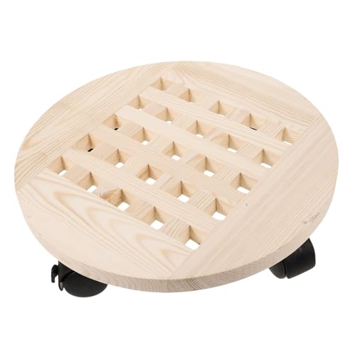 OFFSCH Basis Für Blumentöpfe Pflanzenregal Pflanzenwagen Mit Rädern Quadratischer Pflanzenständer Rollbare Pflanzenständer Mit Rädern Runder Pflanzenständer Gefälschte Pflanze Beige Holz von OFFSCH