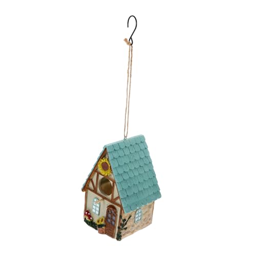 OFFSCH Buntes Hängendes Vogelhaus Aus Resin Dekorativer Nistkasten Für Den Garten Ideal Für Vögel Und Als Gartenaccessoire Sonnenblumen Design Kleiner Vogel Nestplatz von OFFSCH