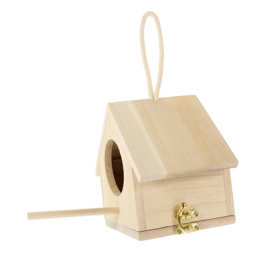 OFFSCH Heimdekoration Vogelhäuschen für draußen Blockhaus Vogelhaus hängendes Vogelnest vogelhaus selber Machen Home Decor wohnungsdeko zartes Nest Gartenverzierung Bambus Yellow von OFFSCH