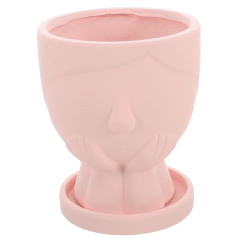 OFFSCH Porträt-blumentopf Aus Keramik Pflanzentopf Anlage Gießen Gesicht Blumenvase Rosa Blumentopf Künstliches Blumentöpfe Drinnen Menschlicher Pflanzer Lustige Pflanzentöpfe von OFFSCH