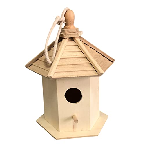 OFFSCH hängendes Vogelnest kleines Tierhöhlenspielzeug Vogel-Dekor Hüttenkäfig für Haustier Vogelhaus Modell Outdoor-Dekor Spielzeug für draußen Dekoration Vogelkäfig aus Holz Bambus von OFFSCH