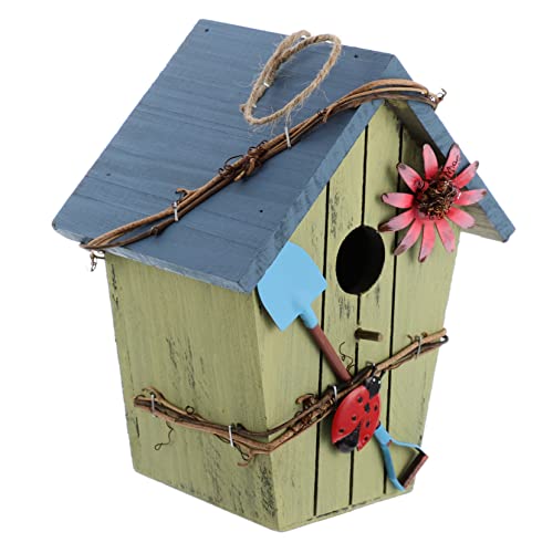 Woodsy Decor Holz Vogelhaus Vogelnest Outdoor Decor Vogelfutterhaus Taubenhäuser Vogel Lebensraum Holzdekor Dekorative Vögel Shelter Home Decoration Blue Tent von OFFSCH