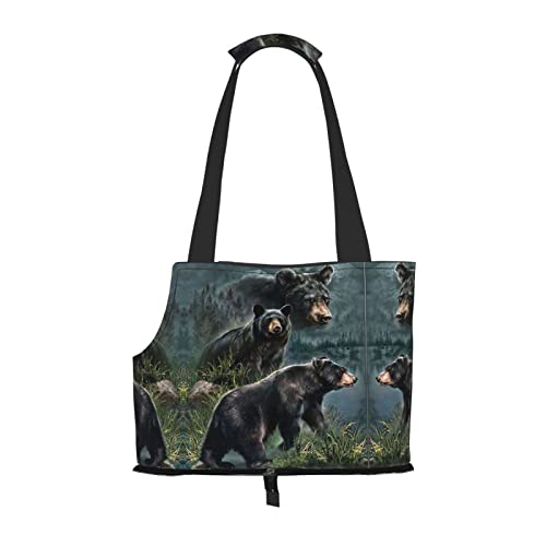 Black Bear Faltbare Hundetragetasche, Tragetasche, geeignet für Welpen, kleine Hunde und Katzen für Outdoor-Reisen von OGNOT