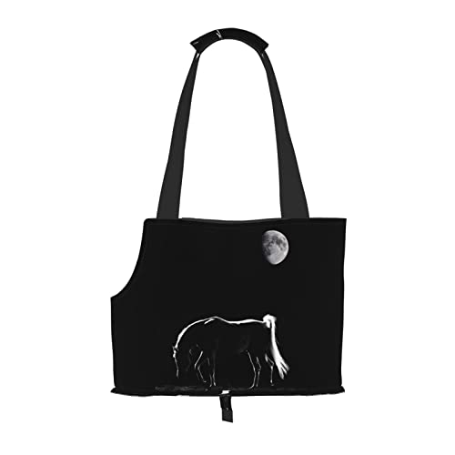 Horse Under The Moon Faltbare Hundetragetasche Tragetasche Geldbörse Tragetasche Geeignet für Welpen, kleine Hunde und Katzen für Outdoor Reisen von OGNOT