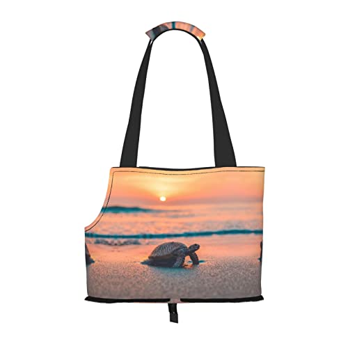 Meeresschildkröte Sonnenuntergang Faltbare Hundetragetasche Tragetasche Geldbörse Tragetasche Geeignet für Welpen, kleine Hunde und Katzen für Outdoor Reisen von OGNOT