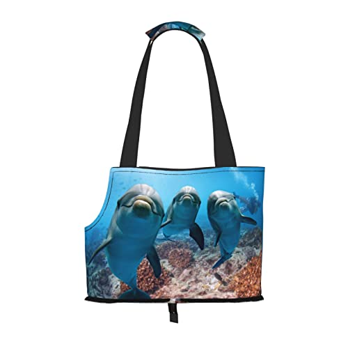 Ocean Animal Lustige Delphin Faltbare Hundetragetasche Tragetasche Geldbörse Tragetasche Geeignet für Welpen, kleine Hunde und Katzen für Outdoor Reisen von OGNOT