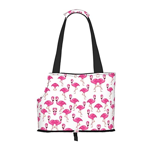 Pink Flamingo Faltbare Hundetragetasche, Tragetasche, geeignet für Welpen, kleine Hunde und Katzen für Outdoor-Reisen von OGNOT