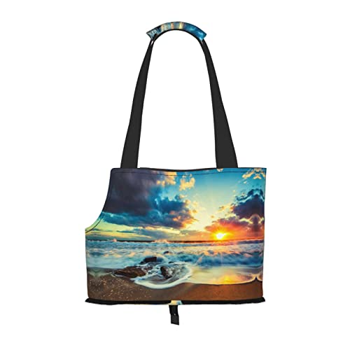 Sunset Beach Faltbare Hundetragetasche, Tragetasche, geeignet für Welpen, kleine Hunde und Katzen für Outdoor-Reisen von OGNOT