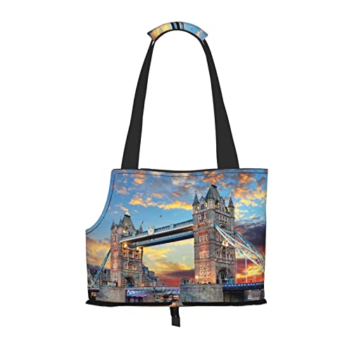 Tower Bridge in London Faltbare Hundetragetasche, Tragetasche, geeignet für Welpen, kleine Hunde und Katzen für Outdoor-Reisen von OGNOT